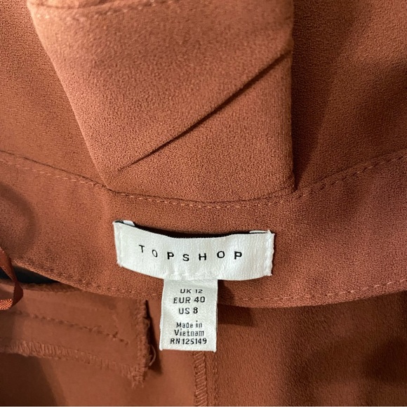 Topshop High Waisted Cropped Pants with Tie Belt | Rust Orange - Picture 5 of 8